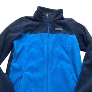 Columbia Sweatshirt Boys Large Blue Color Block Full Front Zip Fleece Sweater